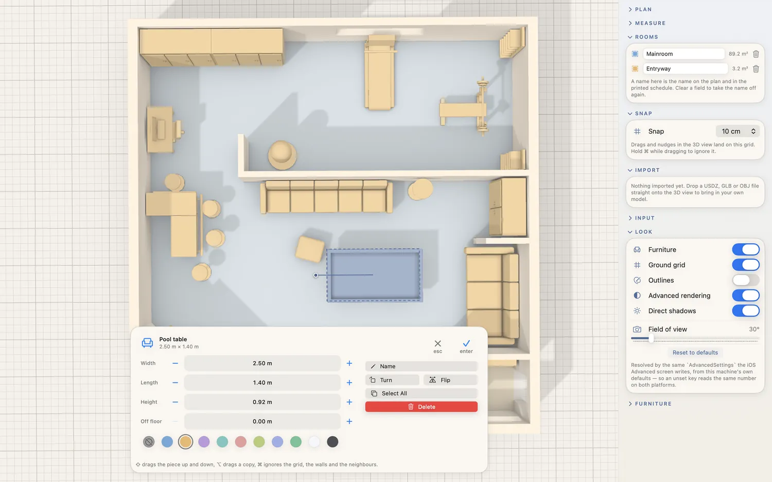 Editing furniture on Mac