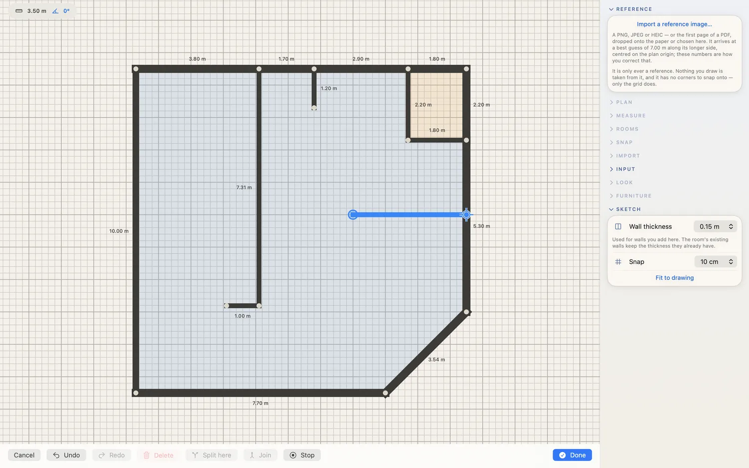 Drawing a plan on Mac with a mouse