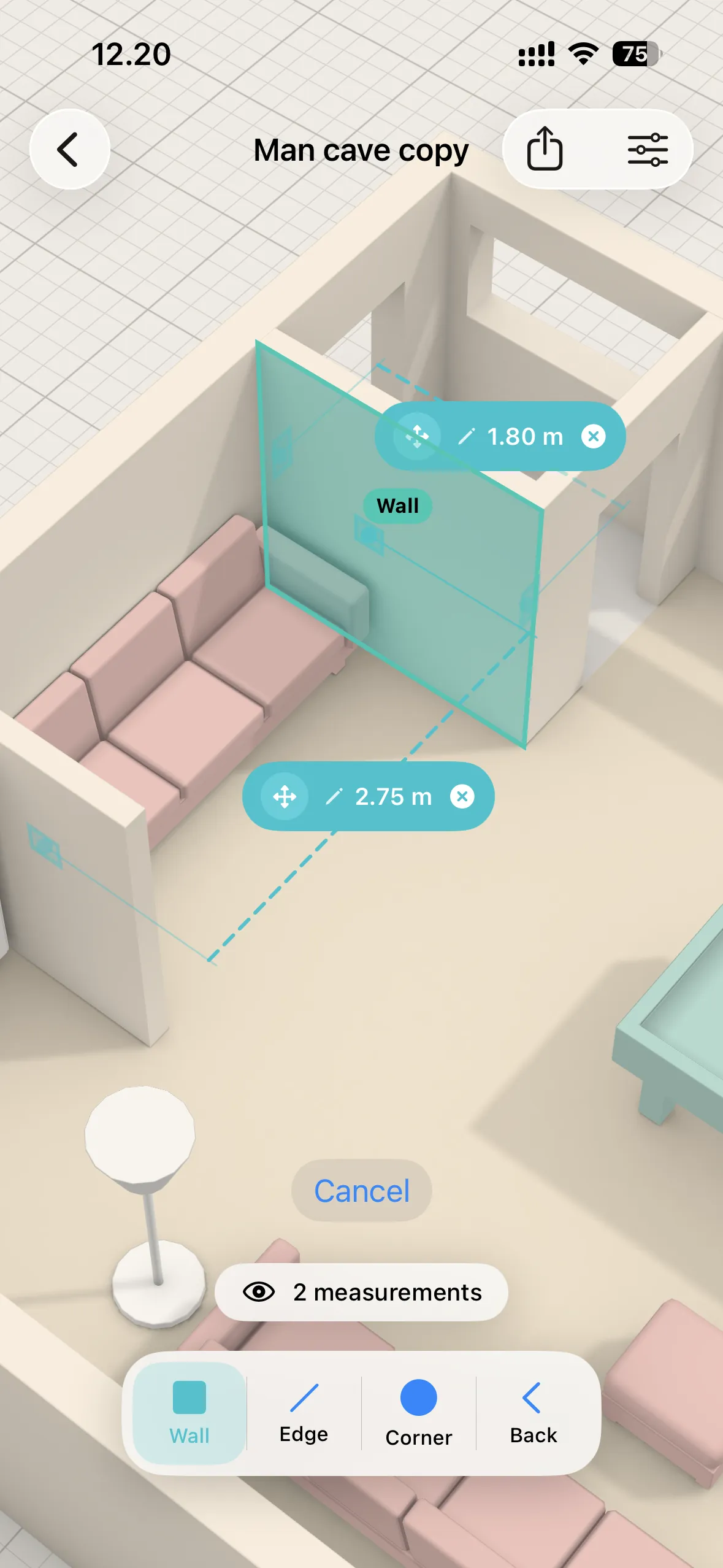 Measuring between two points on iPhone