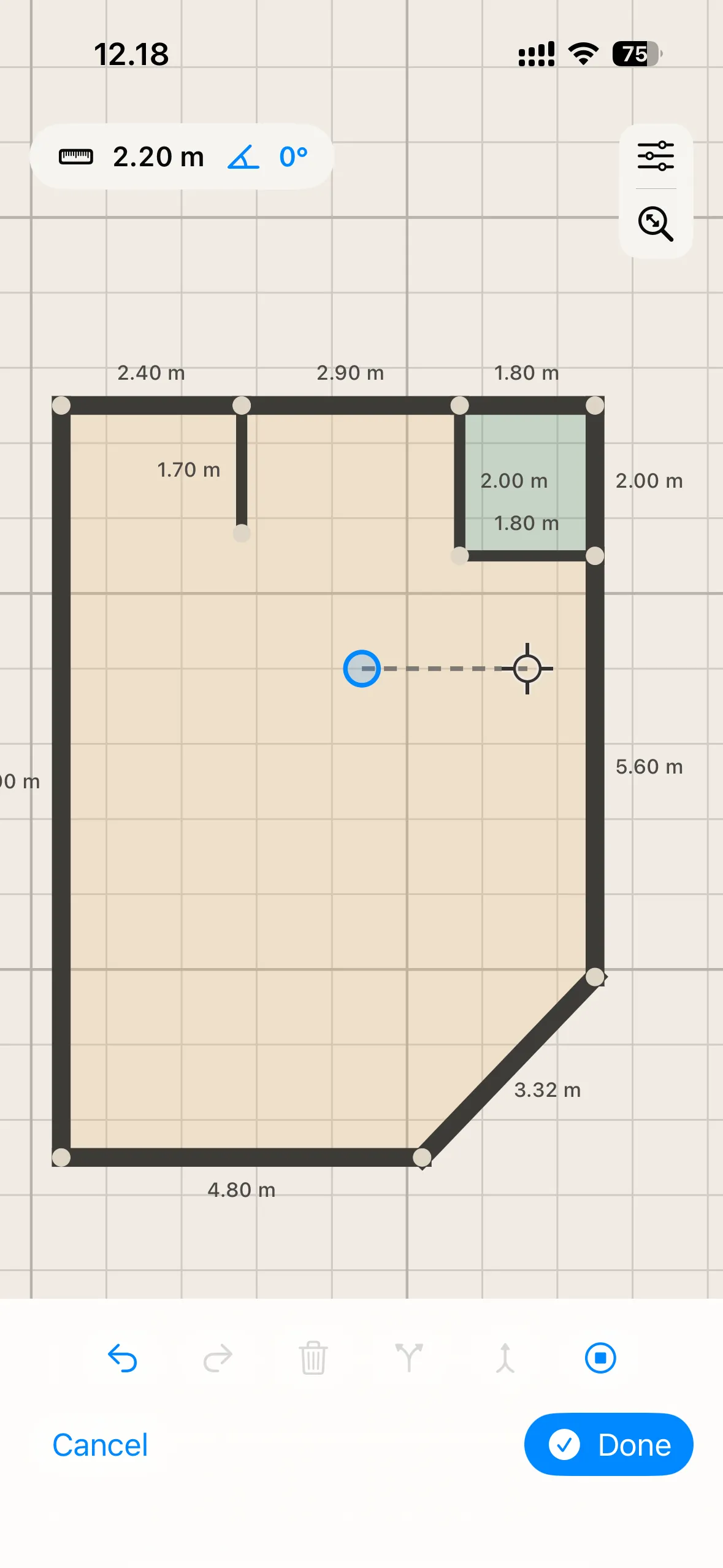 Sketching a floor plan by hand on iPhone