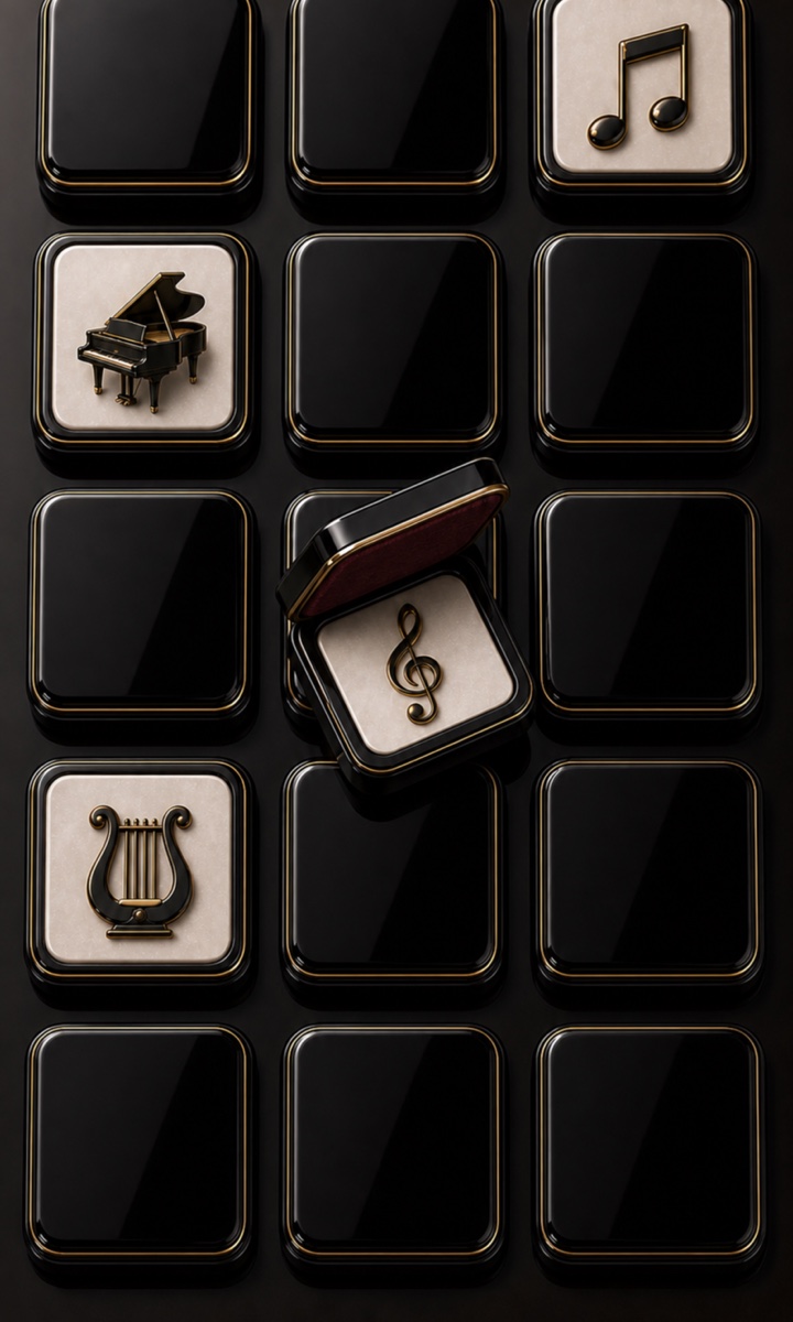 Piano Lacquer game board with gold details