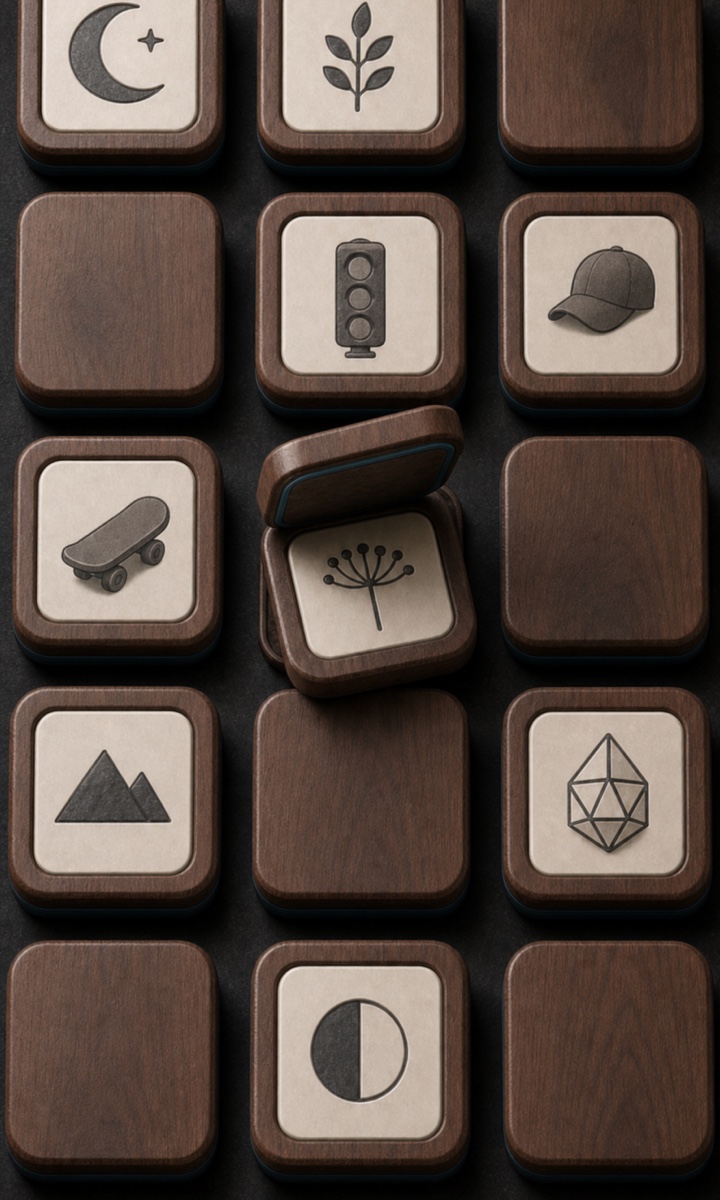 Close view of a warm walnut Overtiles material